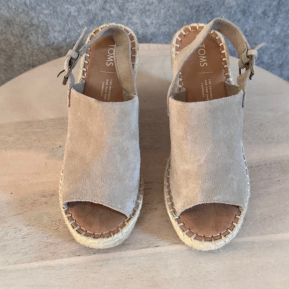 TOMS Monica Wedge Espadrilles Sandals Desert Taupe Womens Size 8 - Picture 2 of 15